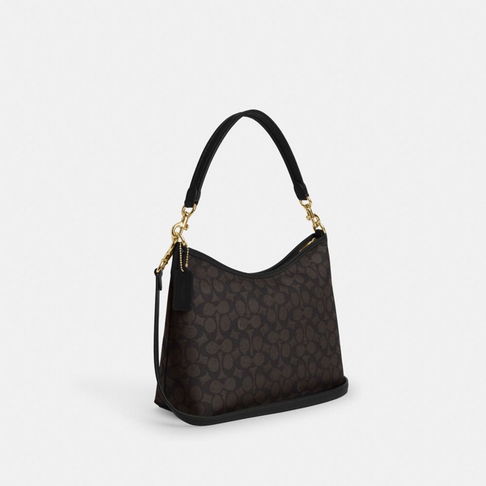 Coach Laurel Shoulder Bag In Signature Canvas Gold Walnut Black