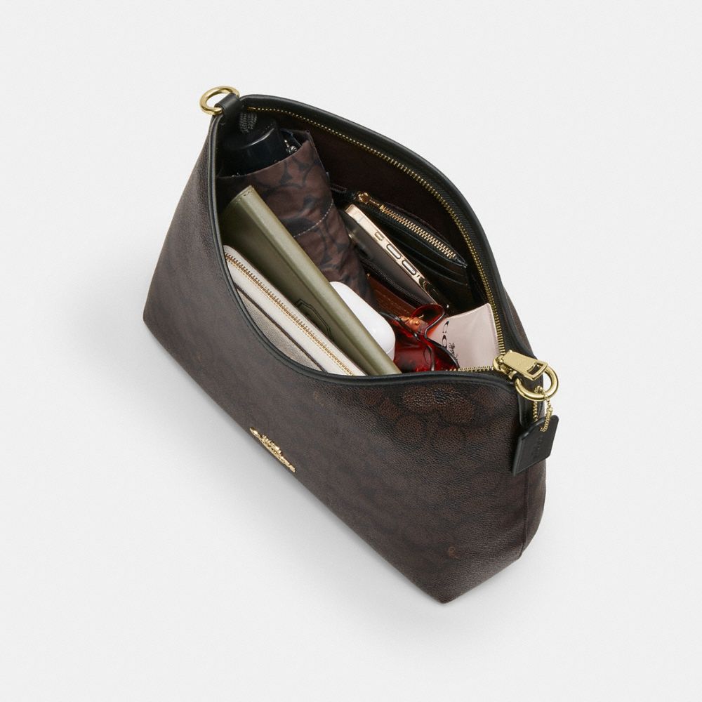 Coach Laurel Shoulder Bag In Signature Canvas Gold Walnut Black