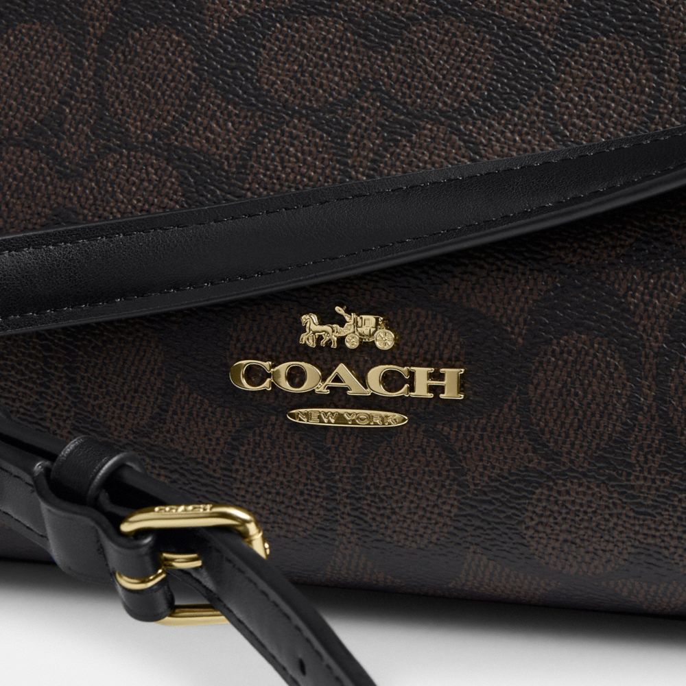 Coach Laurel Shoulder Bag In Signature Canvas Gold Walnut Black