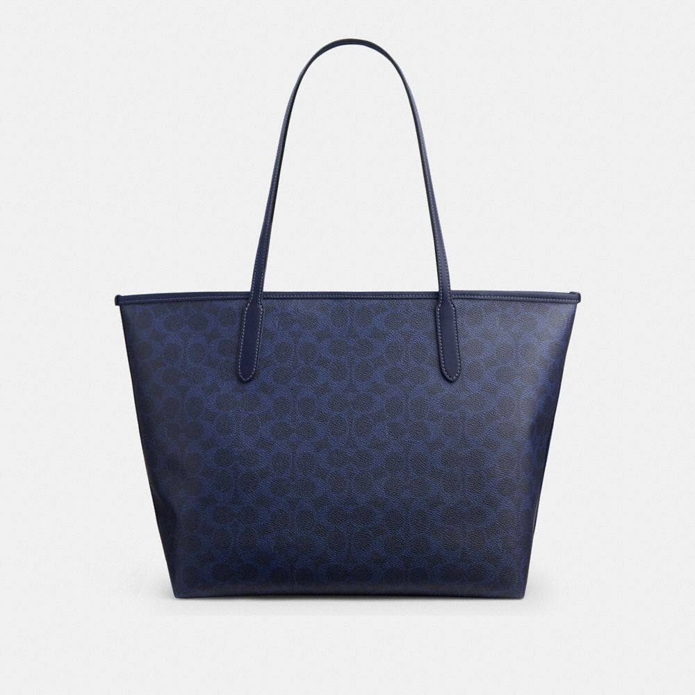 Coach City Tote Bag In Signature Canvas Gold/Navy