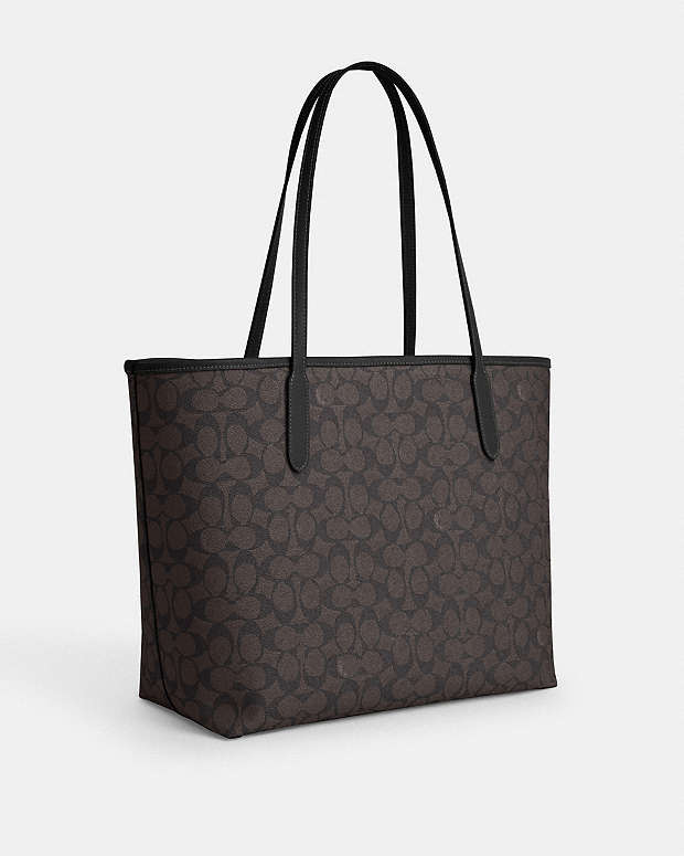 City Tote Bag In Signature Canvas Signature Canvas-Gold-Walnut-Black Signature Canvas-Gold-Walnut-Black