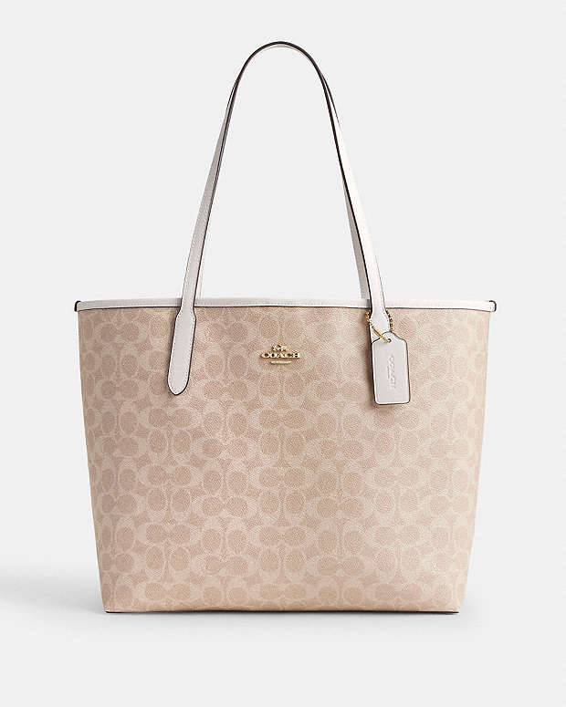 Coach City Tote Bag In Signature Canvas Signature Canvas-Gold-Sand-Chalk  Signature Canvas-Gold-Sand-Chalk