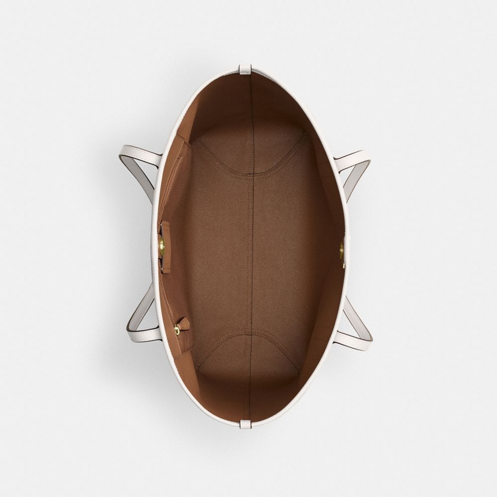 Coach City Tote Bag In Signature Canvas Gold Sand Chalk