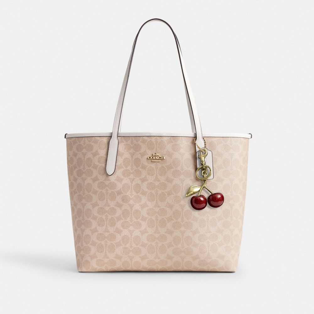 Coach City Tote Bag In Signature Canvas Gold Sand Chalk
