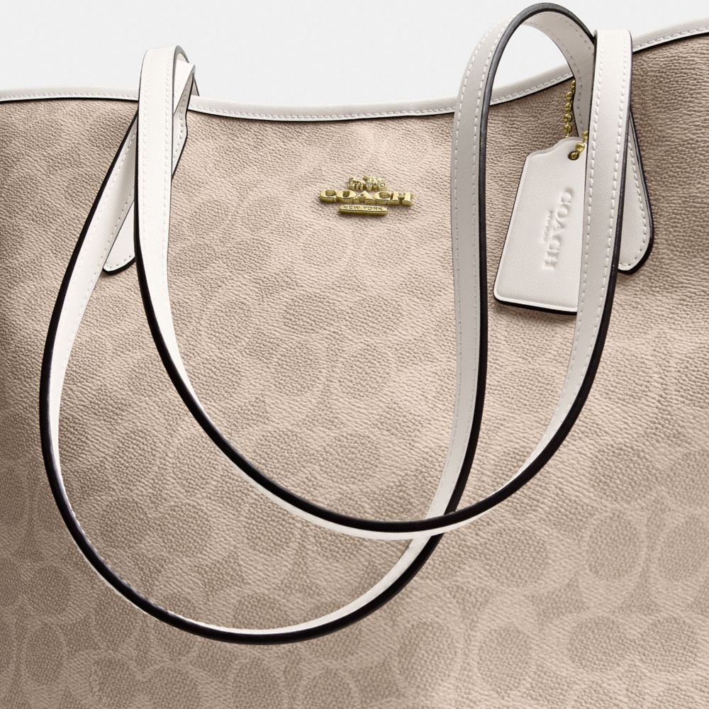 Coach City Tote Bag In Signature Canvas Gold Sand Chalk