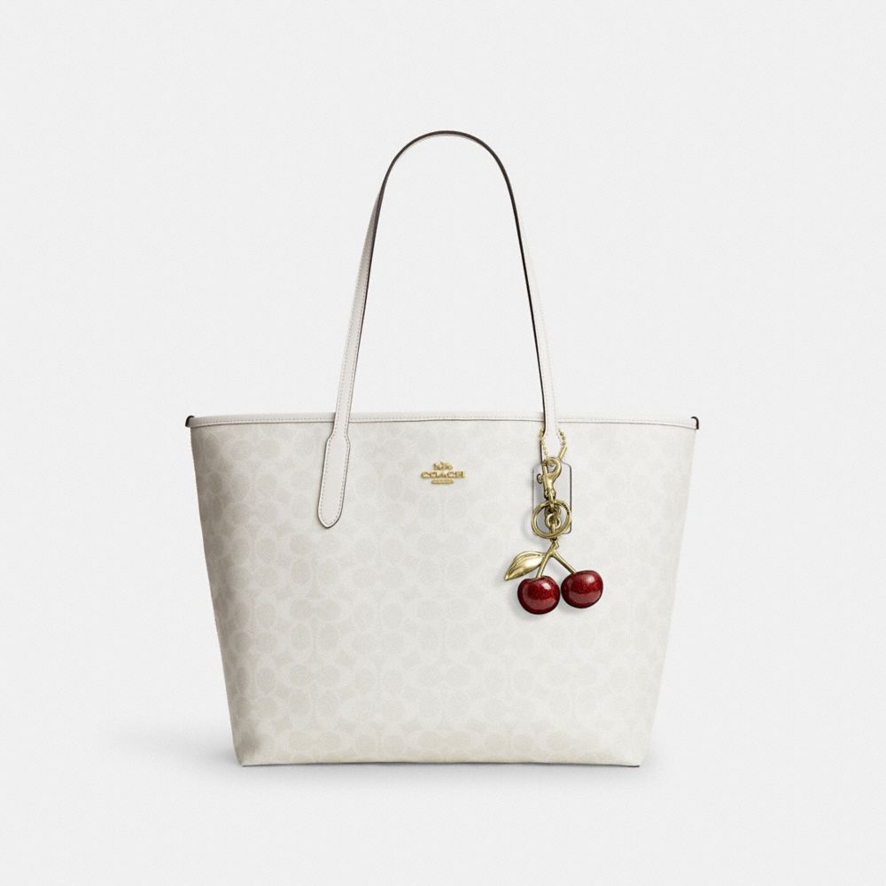 Coach City Tote Bag In Signature Canvas Gold White Chalk