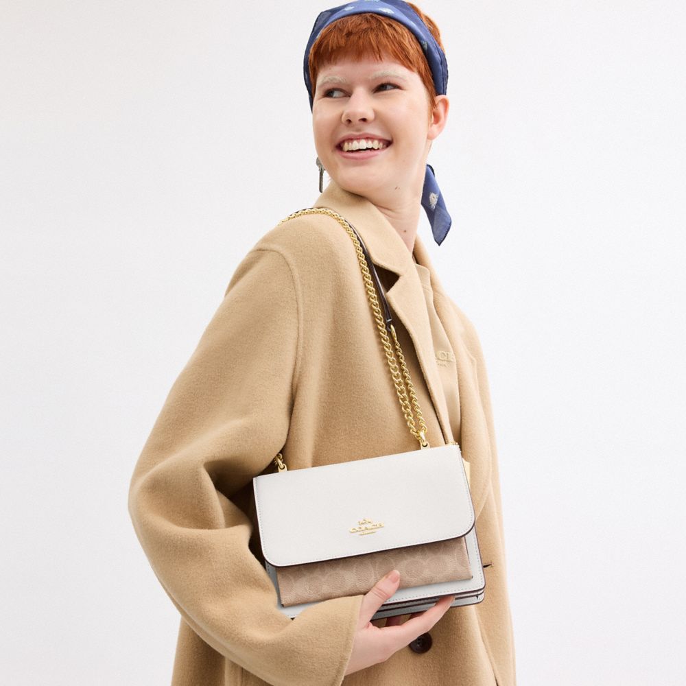 Coach Klare Crossbody Bag In Signature Canvas Gold Sand Chalk