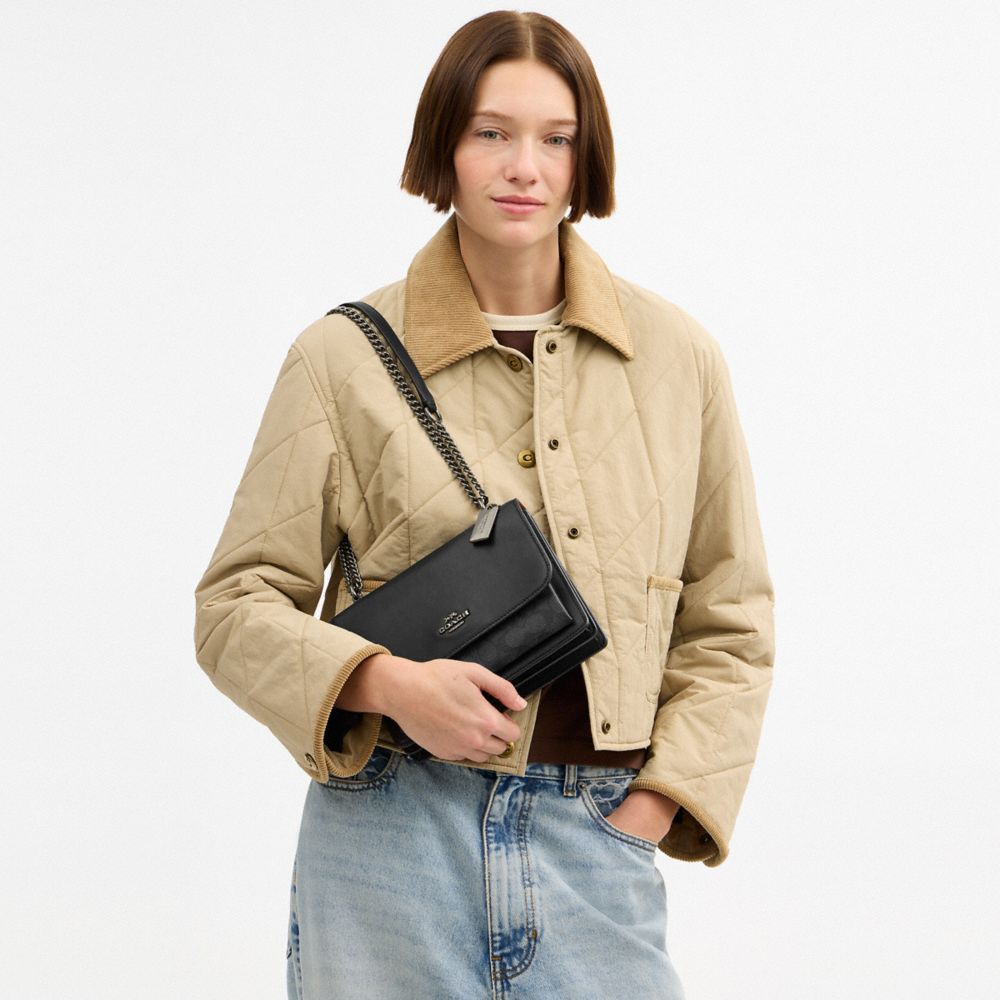 Coach Klare Crossbody Bag In Signature Canvas Gunmetal Charcoal Black