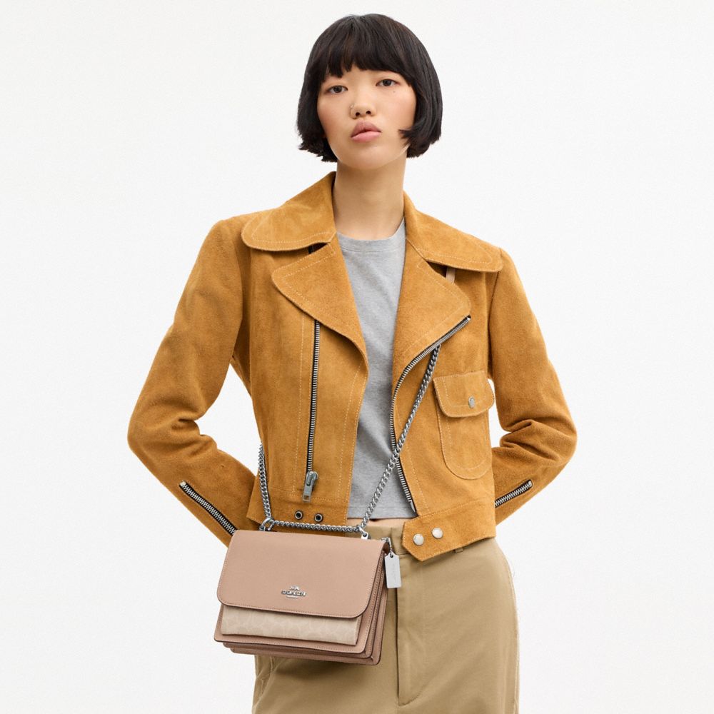 Coach Klare Crossbody Bag In Signature Canvas Silver Sand Taupe