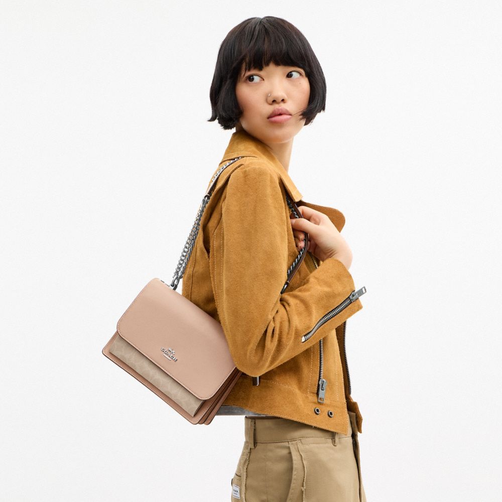 Coach Klare Crossbody Bag In Signature Canvas Silver Sand Taupe