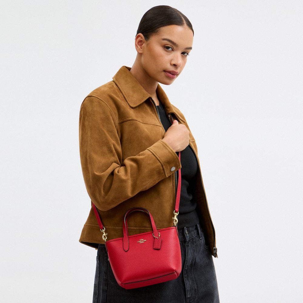 Coach City Mini Tote Bag Gold Bright Cardinal