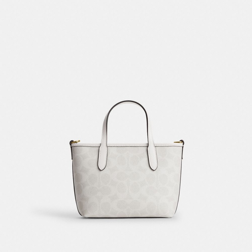 Coach City Mini Tote Bag In Signature Canvas Gold/White/Chalk