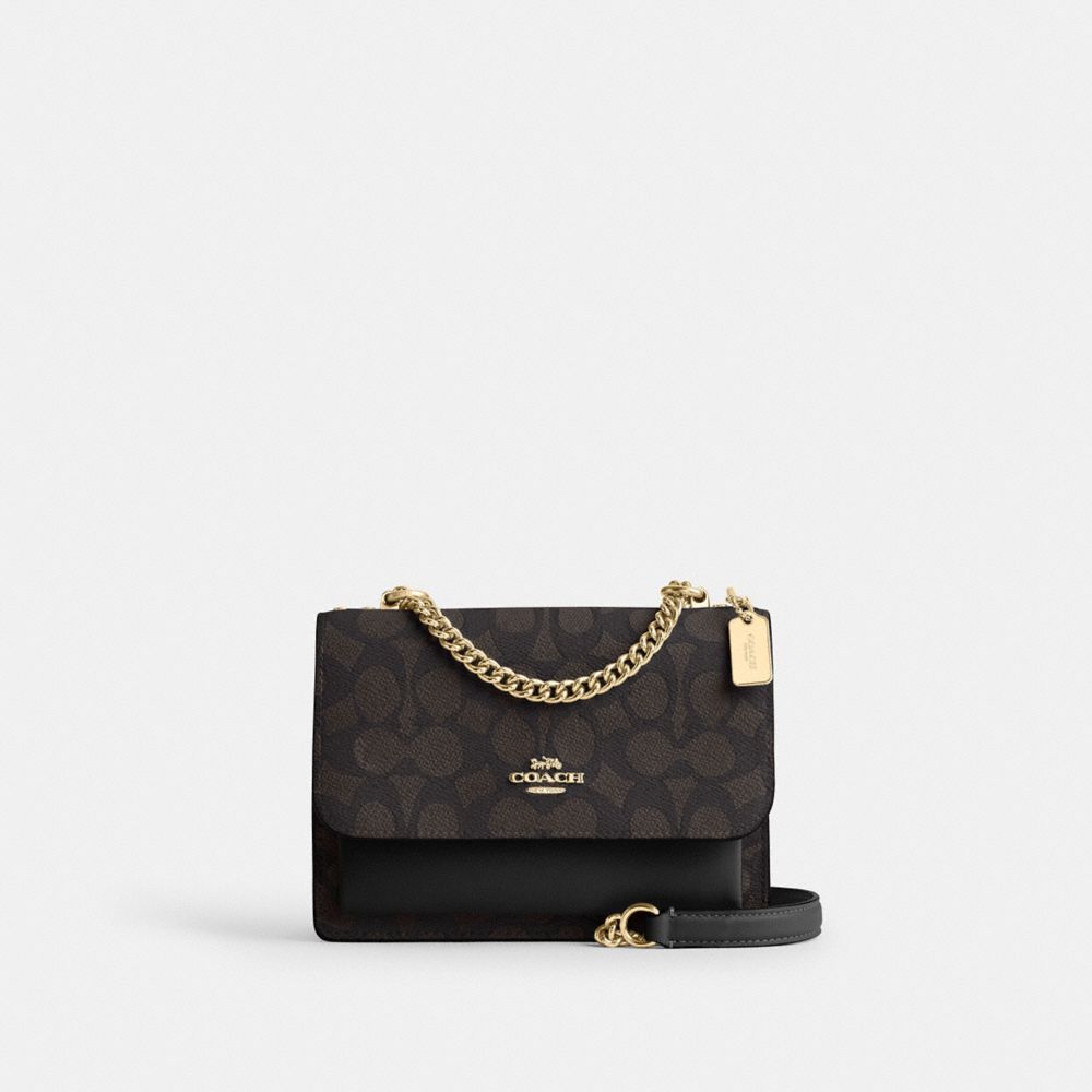 Coach Mini Klare Crossbody Bag In Signature Canvas Gold Walnut Black
