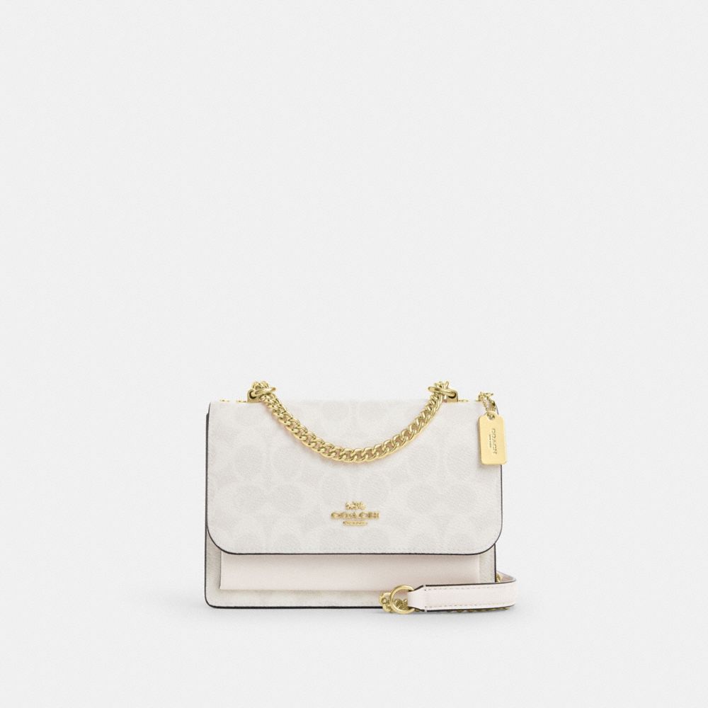 Coach Mini Klare Crossbody Bag In Signature Canvas Gold White Chalk
