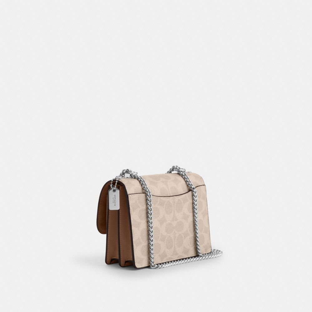 Coach Mini Klare Crossbody Bag In Signature Canvas Silver Sand Taupe