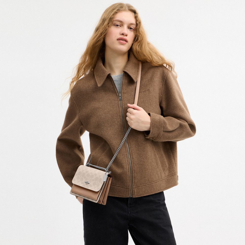 Coach Mini Klare Crossbody Bag In Signature Canvas Silver Sand Taupe