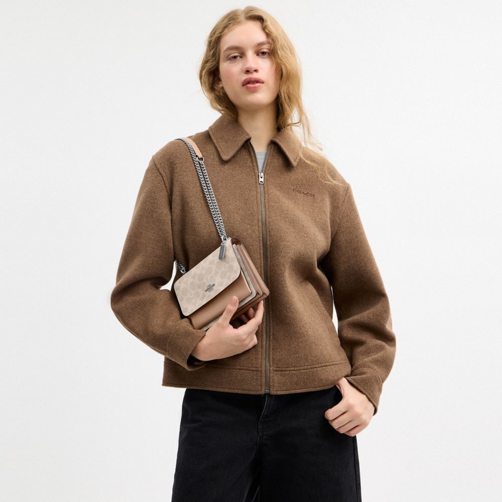 Coach Mini Klare Crossbody Bag In Signature Canvas Silver Sand Taupe