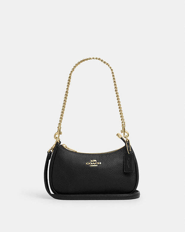 Teri Mini Crossbody Bag Pebbled Leather-Gold-Black Pebbled Leather-Gold-Black