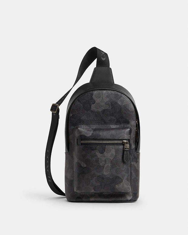West Pack In Signature Camo Print Signature Canvas-Gunmetal-Grey Multi Signature Canvas-Gunmetal-Grey Multi