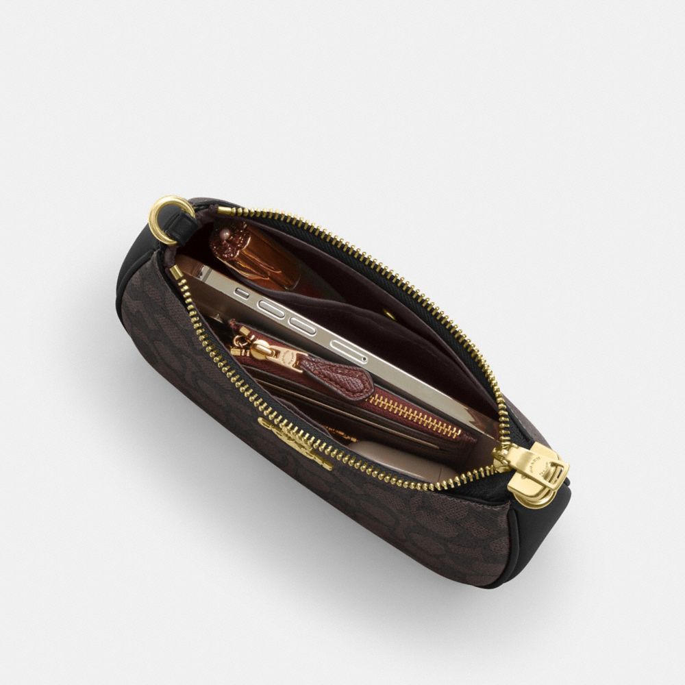 Coach Teri Mini Crossbody Bag In Signature Canvas Gold Walnut Black