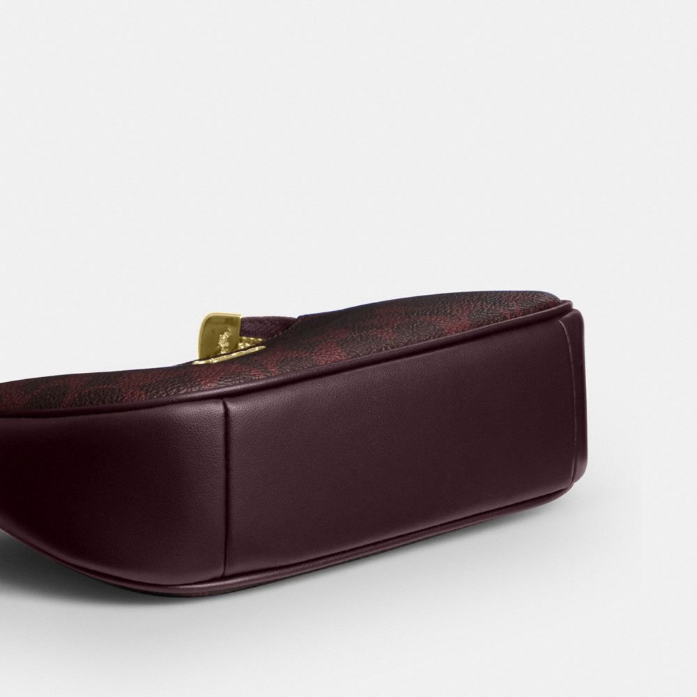 Coach Teri Mini Crossbody Bag In Signature Canvas Gold/Black Currant