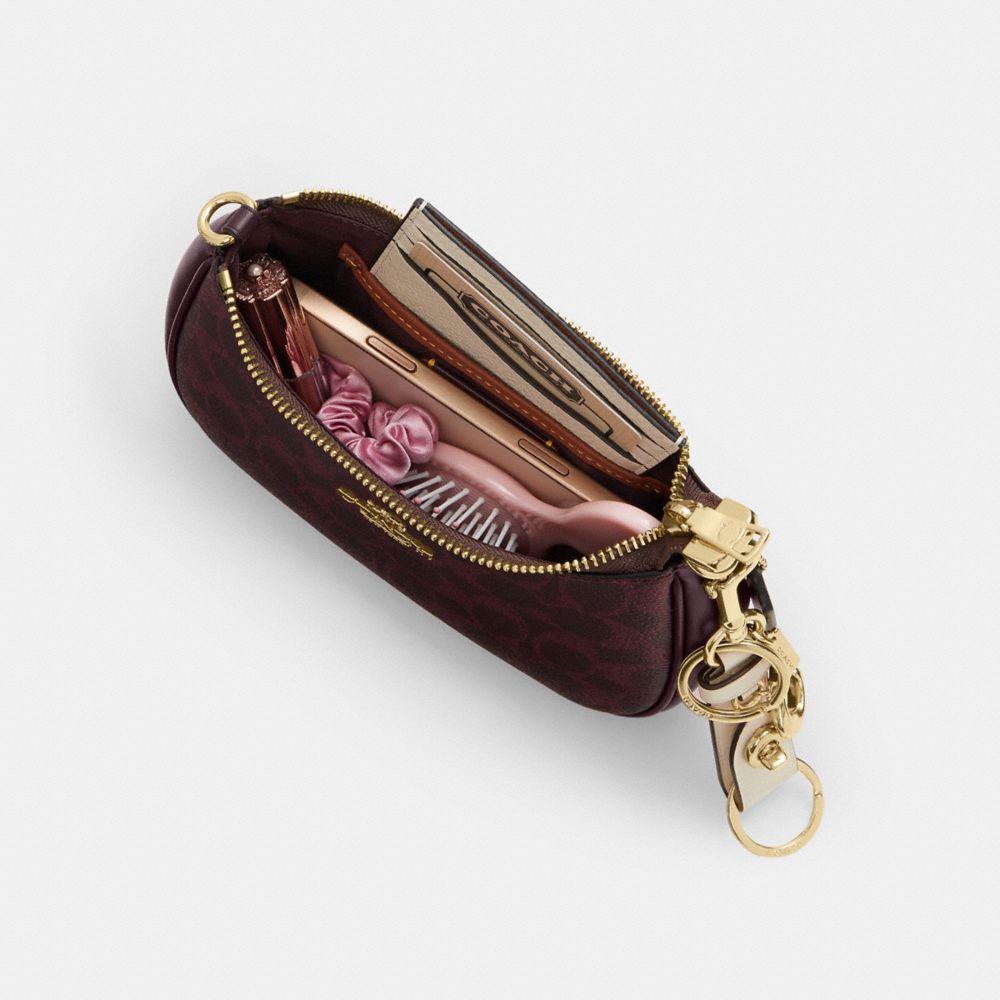 Coach Teri Mini Crossbody Bag In Signature Canvas Gold/Black Currant