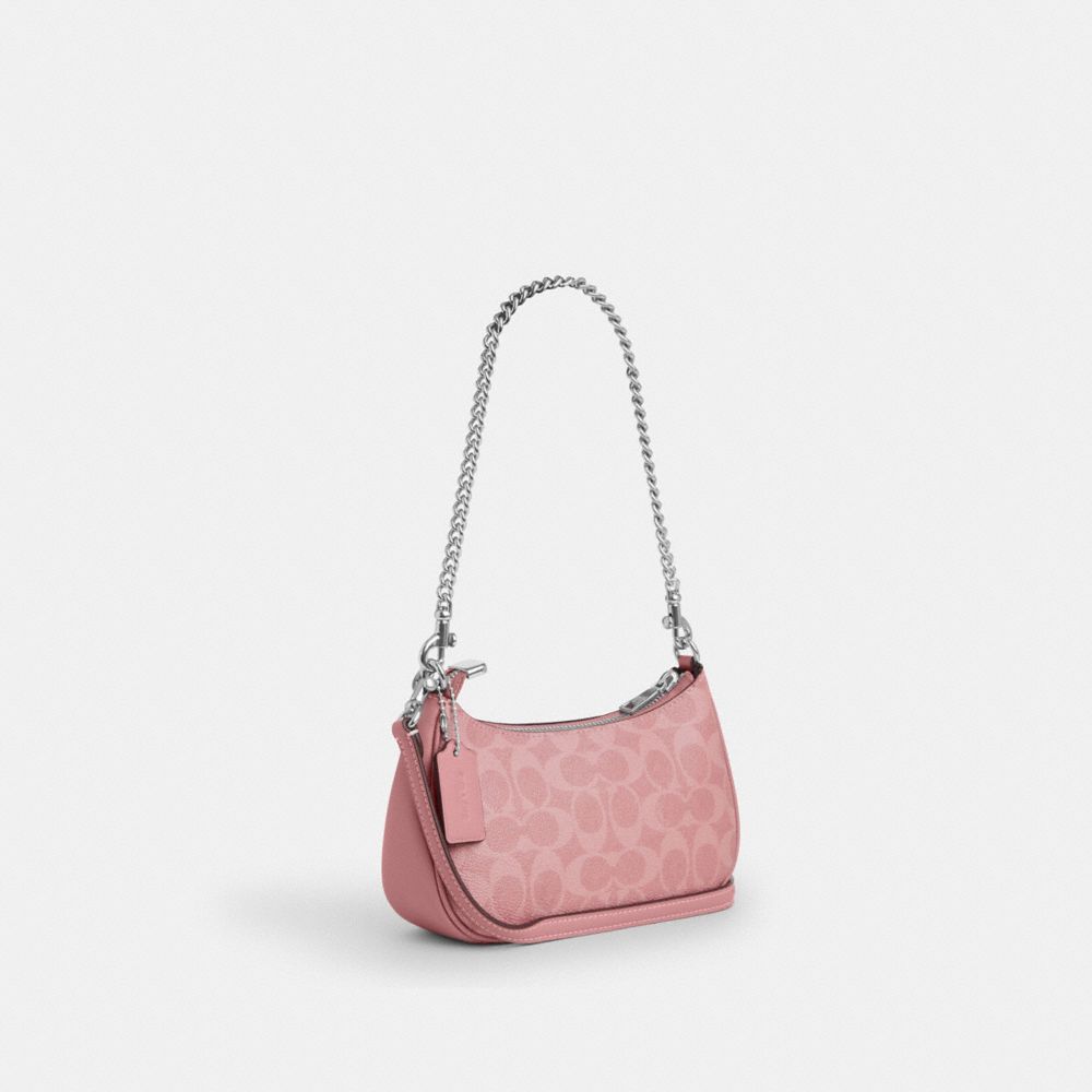Coach Teri Mini Crossbody Bag In Signature Canvas Silver