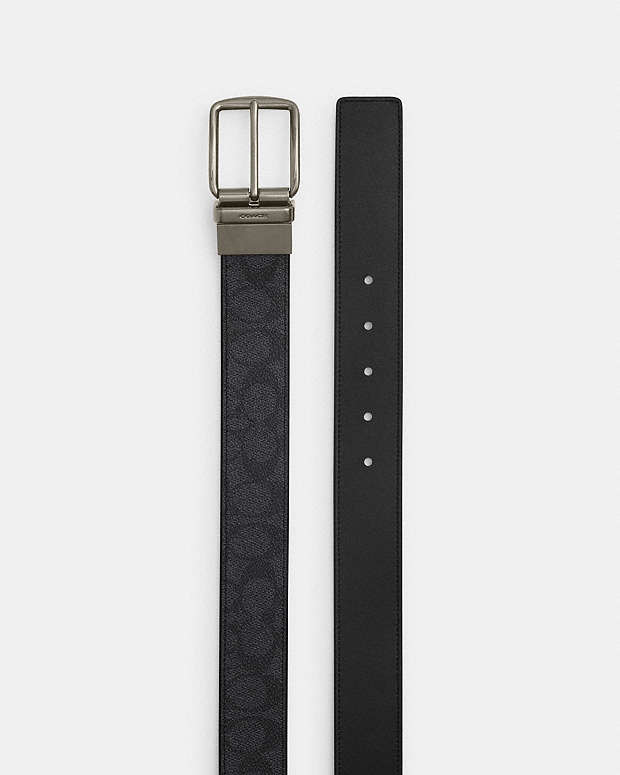 Boxed Card Case And Belt Set In Signature Canvas Signature Canvas-Gunmetal-Charcoal-Black Signature Canvas-Gunmetal-Charcoal-Black