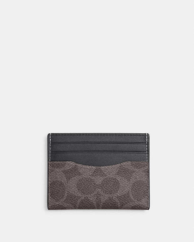 Slim Id Card Case In Signature Canvas Signature Canvas-Grey-Charcoal Signature Canvas-Grey-Charcoal