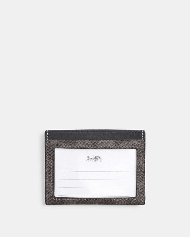 Slim Id Card Case In Signature Canvas Signature Canvas-Grey-Charcoal Signature Canvas-Grey-Charcoal