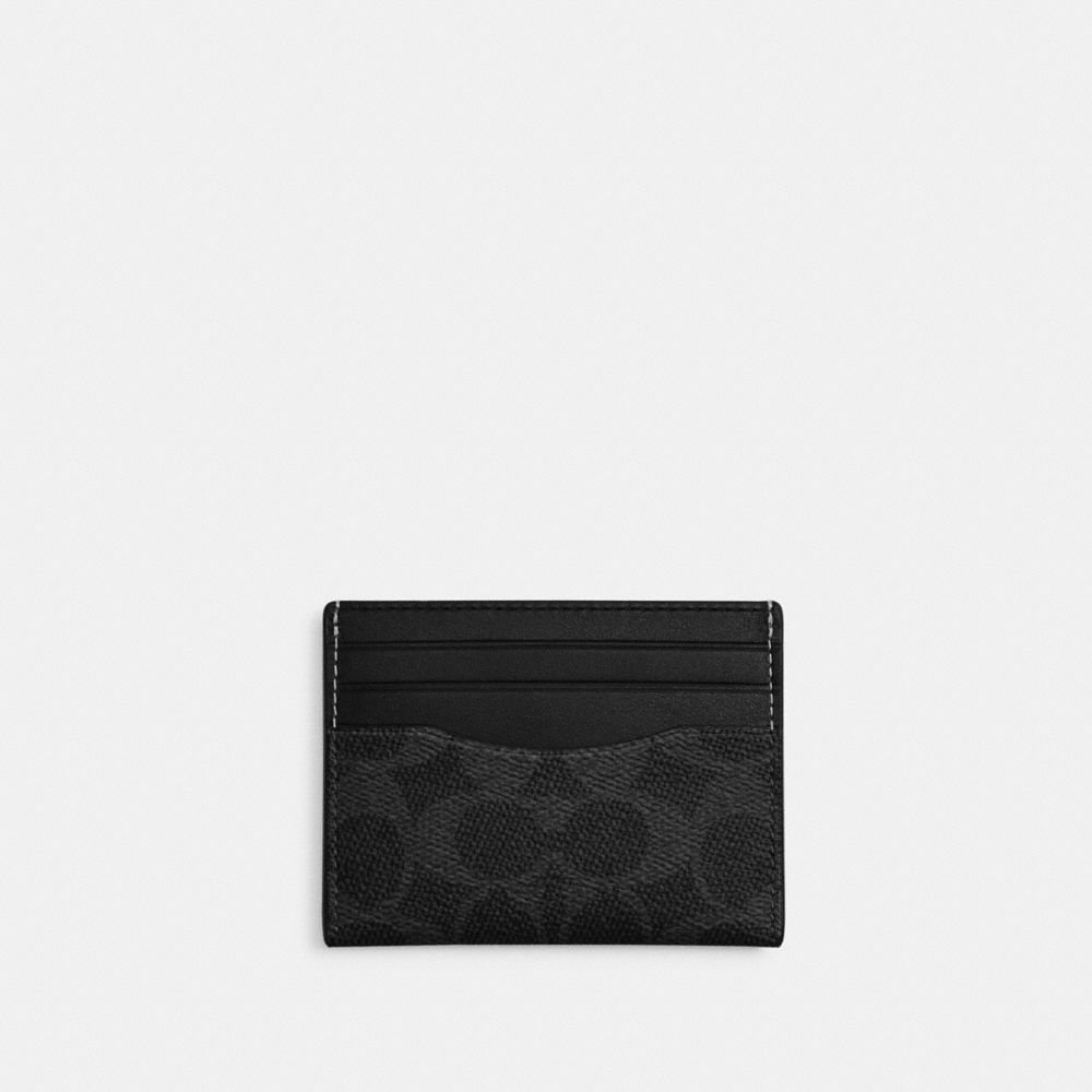 Coach Slim ID Card Case In Signature Canvas Black Signature