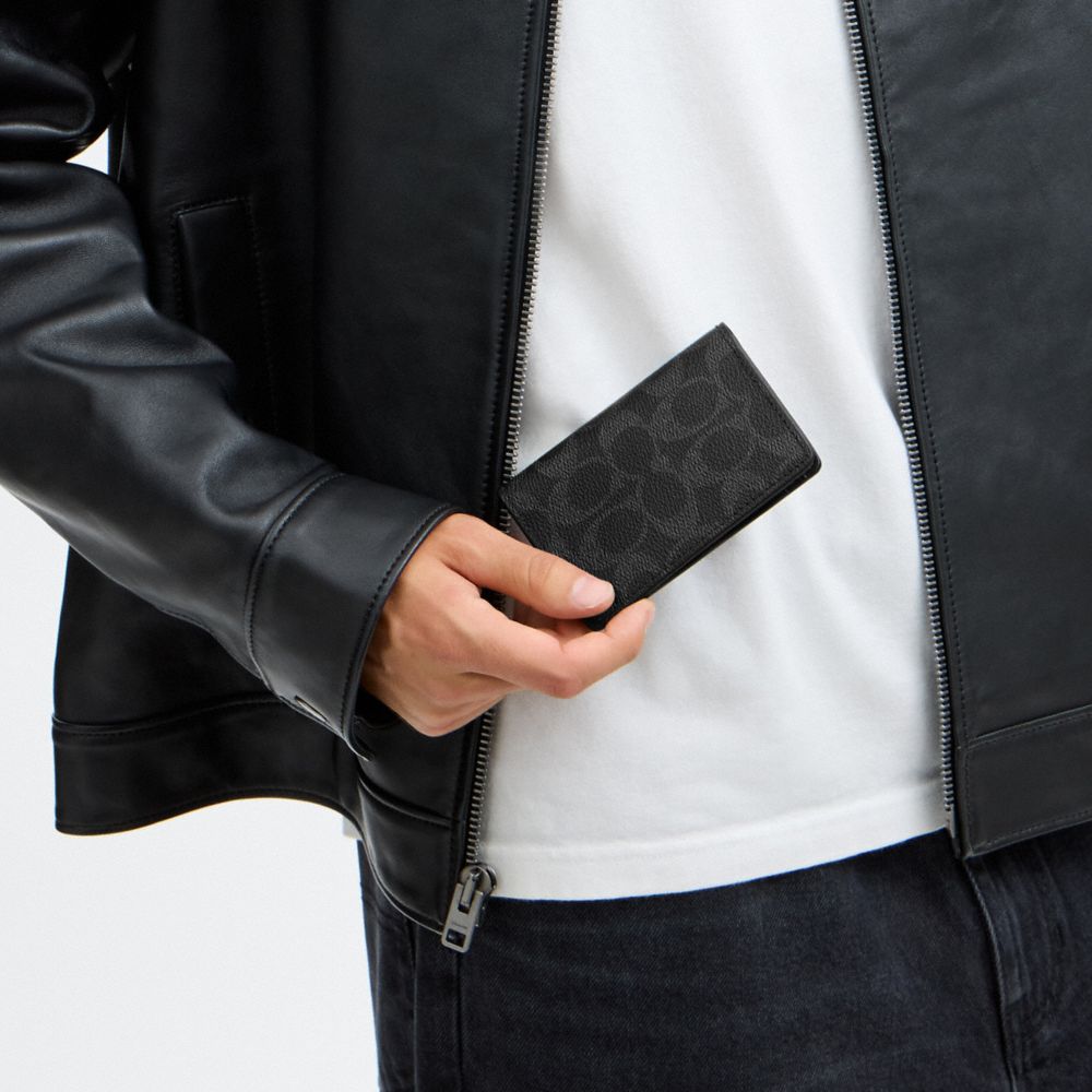 Coach ID Wallet In Signature Canvas Black Signature