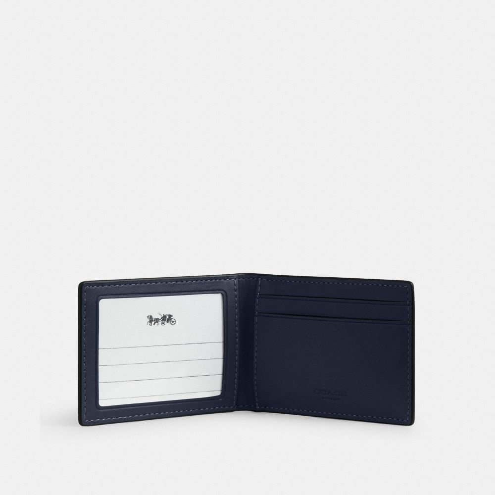 Coach Compact Billfold Wallet In Signature Canvas Denim Chalk