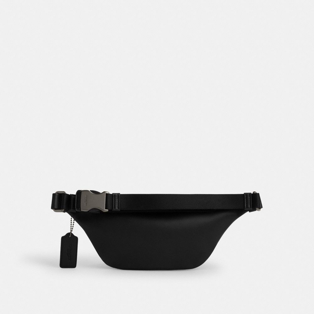 Coach Warren Mini Belt Bag In Signature Canvas Gunmetal Charcoal Black