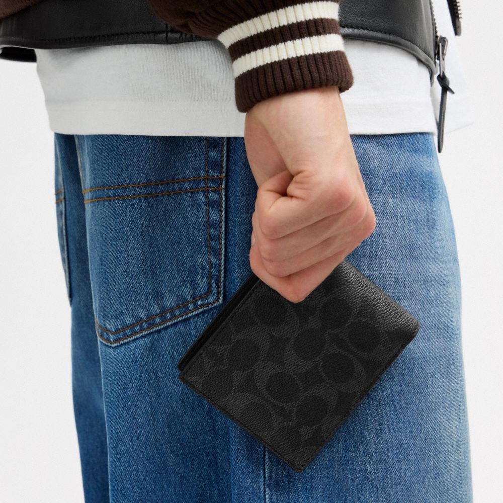 Coach 3-In-1 Wallet In Signature Canvas Black Signature