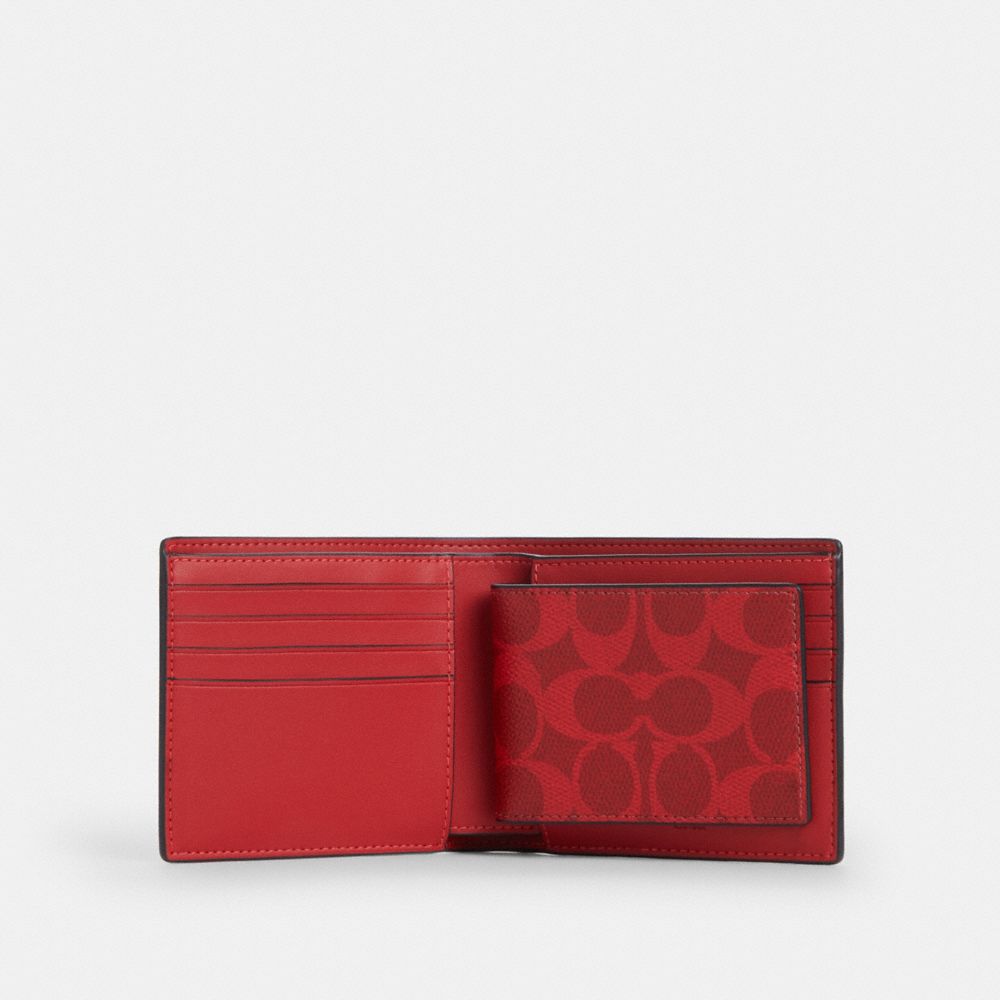 Coach 3 In 1 Wallet In Signature Canvas Bold Red