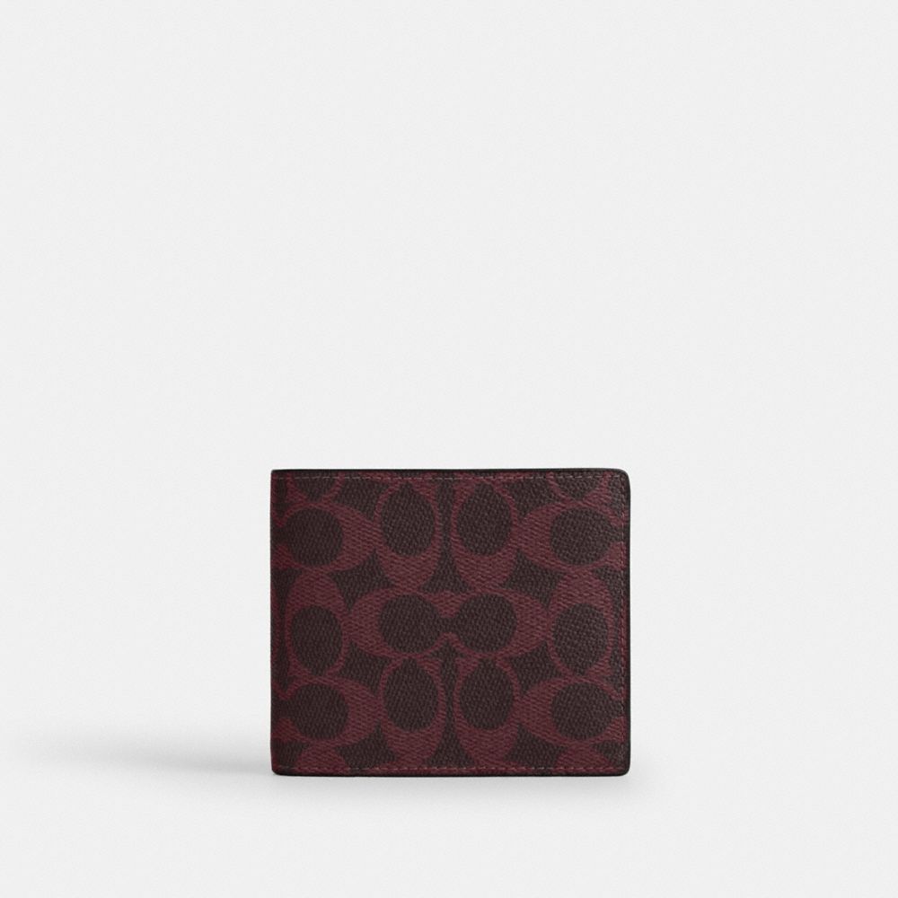 Coach 3-In-1 Wallet In Signature Canvas Black Currant
