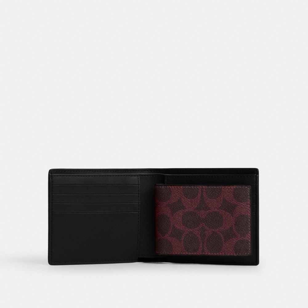 Coach 3-In-1 Wallet In Signature Canvas Black Currant