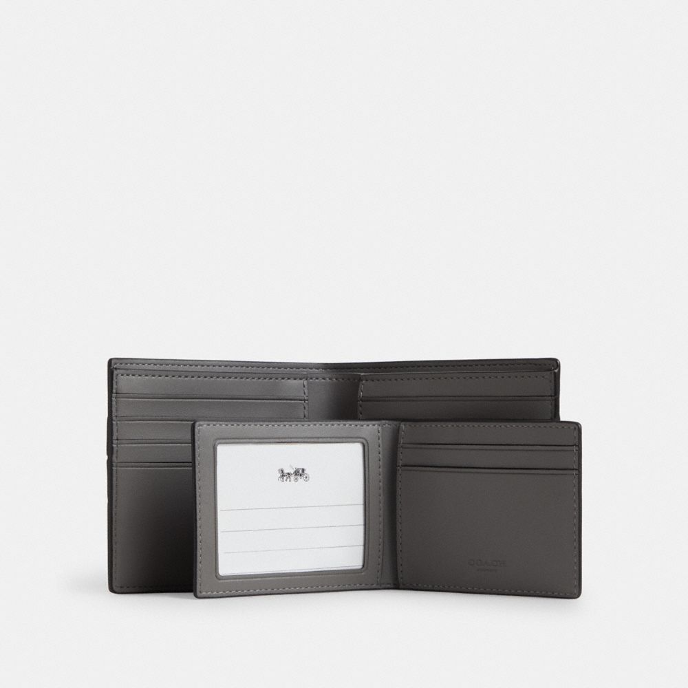 Coach 3 In 1 Wallet In Signature Canvas With Varsity Stripe Grey Multi.