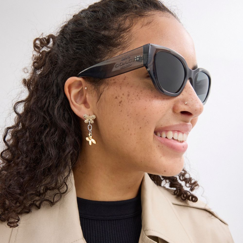 Coach Geometric Cat Eye Sunglasses Transparent Gray
