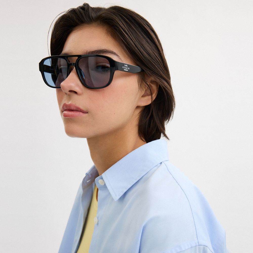Coach Pilot Sunglasses Black