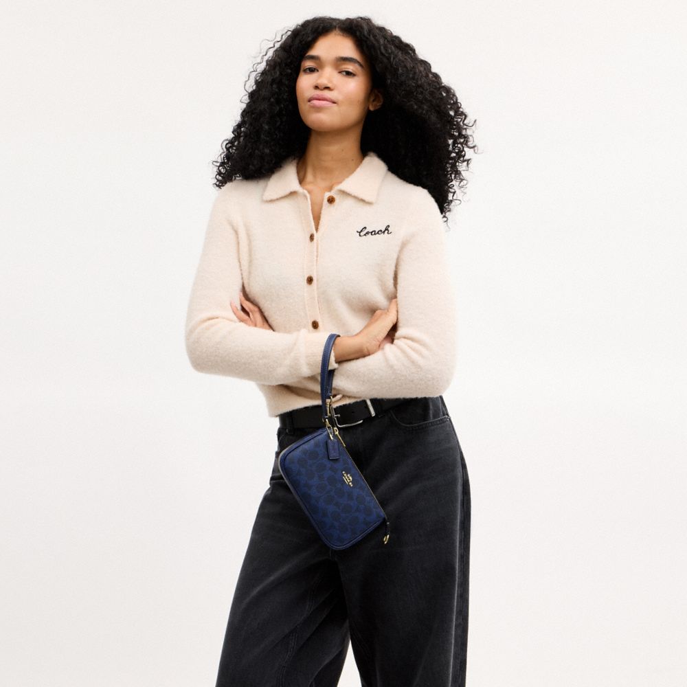 Coach Nolita 19 In Signature Canvas Gold/Navy
