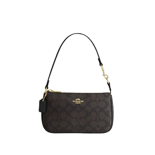 Coach Nolita 19 In Signature Canvas Gold Walnut Black