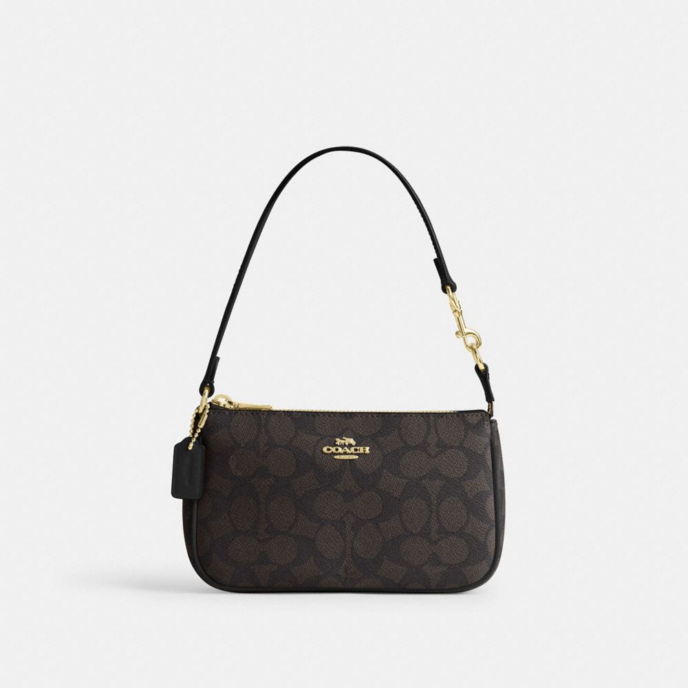 Coach Nolita 19 In Signature Canvas Gold Walnut Black