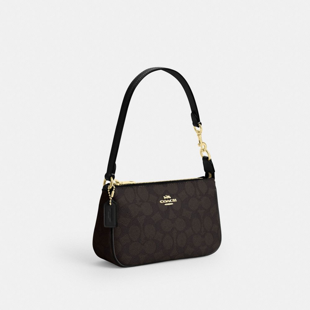 Coach Nolita 19 In Signature Canvas Gold Walnut Black