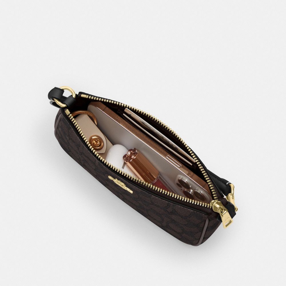 Coach Nolita 19 In Signature Canvas Gold Walnut Black