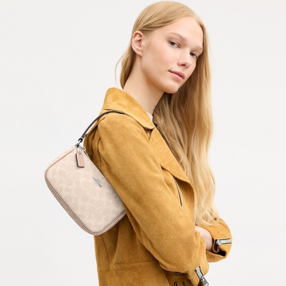 Coach Nolita 19 In Signature Canvas Silver Sand Taupe
