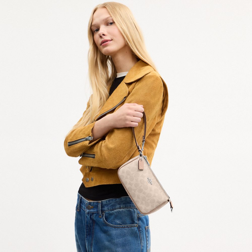 Coach Nolita 19 In Signature Canvas Silver Sand Taupe