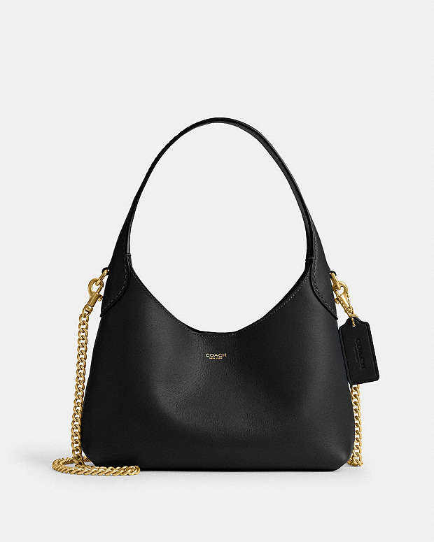 Brooklyn Shoulder Bag 23 Natural Grain Leather-Brass-Black Natural Grain Leather-Brass-Black