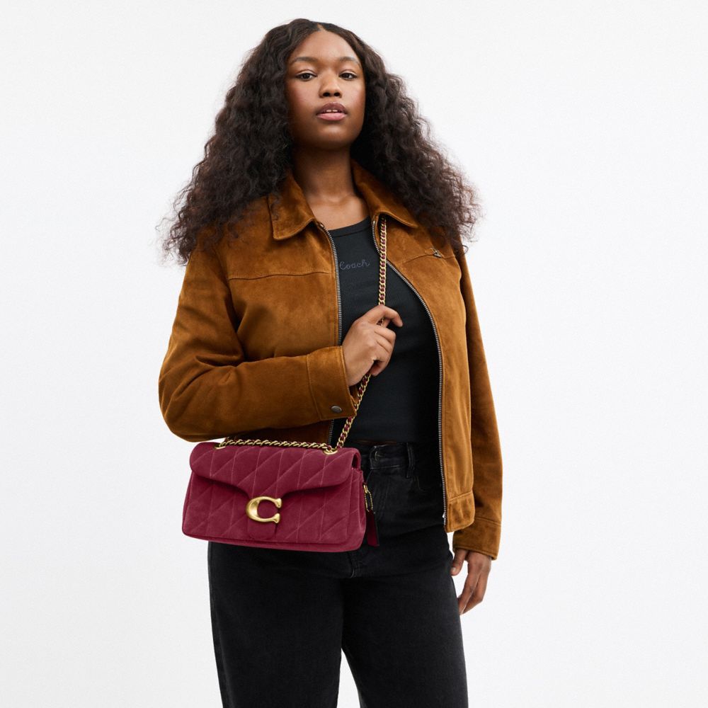 Coach Tabby Shoulder Bag 26 With Quilting Brass Dark Fuchsia